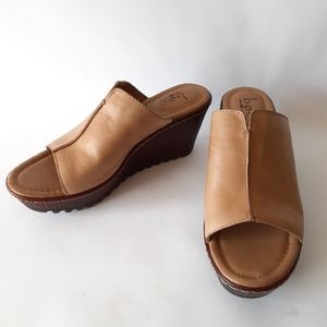 Born on Concept Teah tan leather wedge sandals